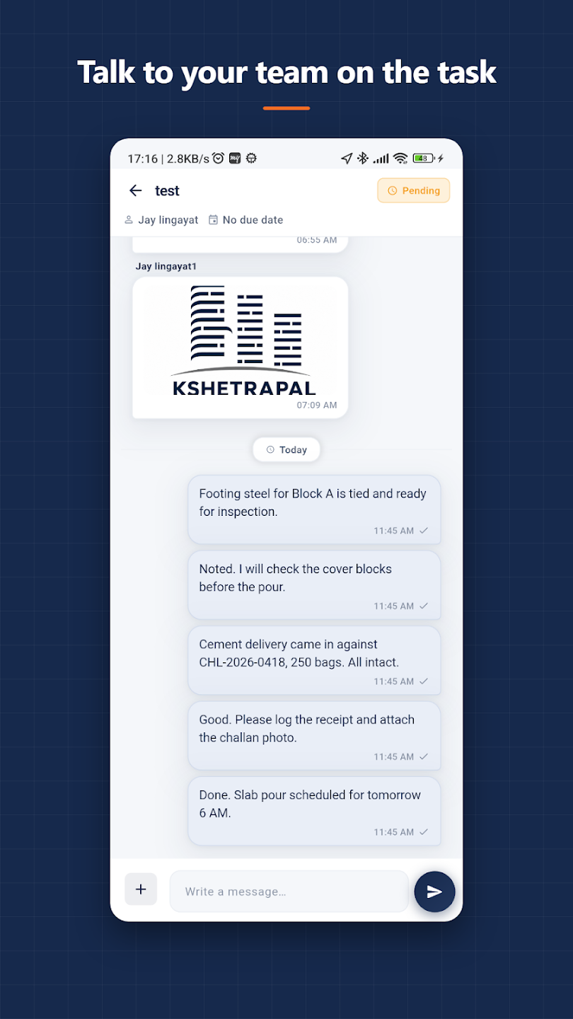 Build Tack app task chat screen